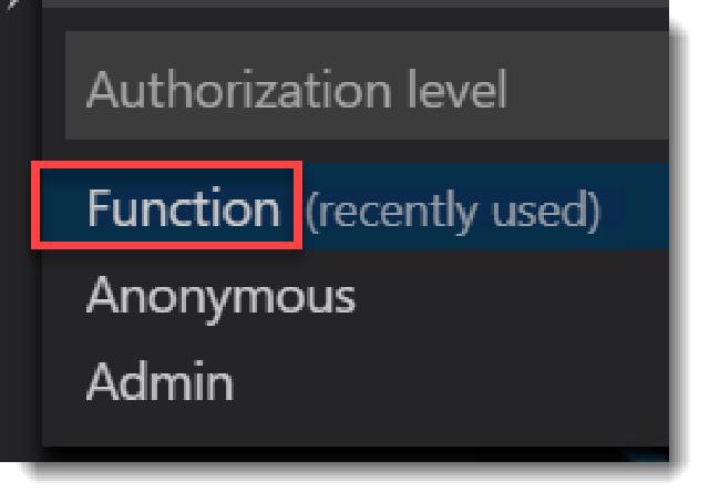 Set auth level to function