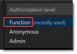 Set auth level to function